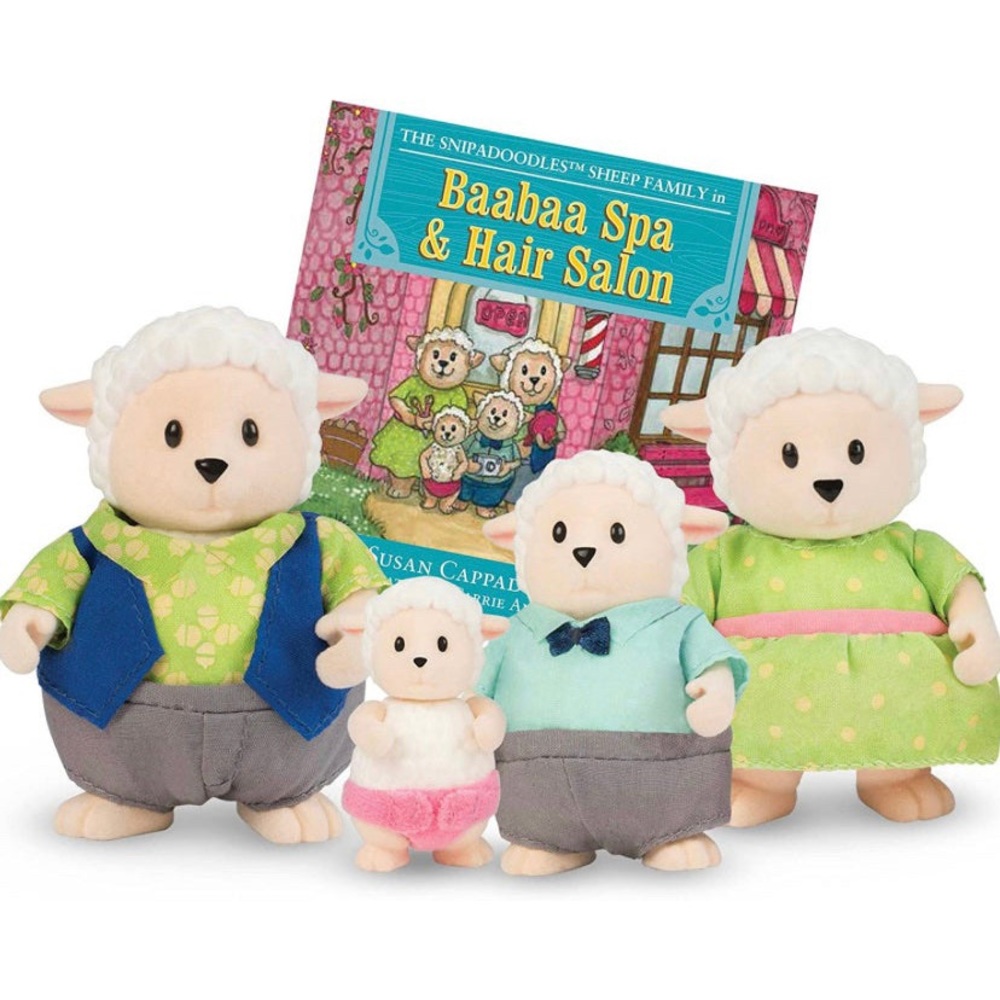 Li'l Woodzeez Sheep Family Set – Snipadoodles Sheep with Storybook – 5pc Toy Set